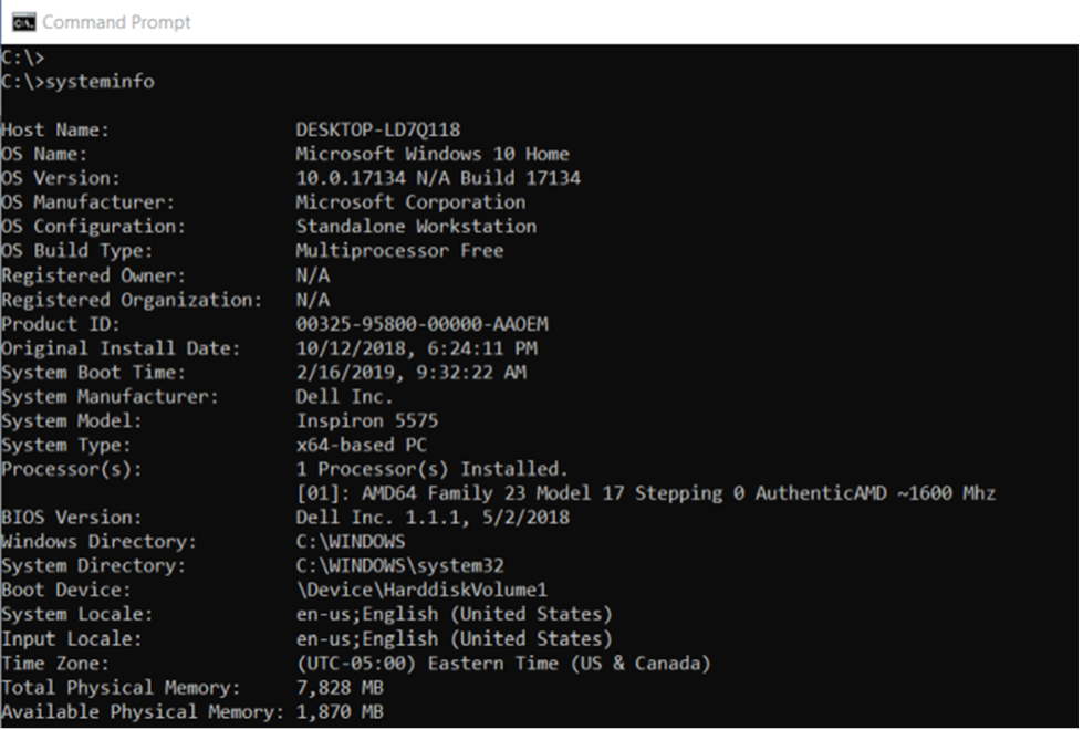 cmd command system information